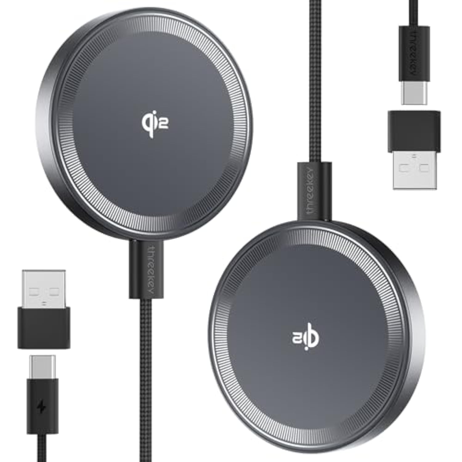 For Magsafe Charger, Qi2 Certified 15W Wireless Charger, Fast Charging Pad Compatible With Iphone 16/15/14/13/12 Series, Magnetic Charger With 5Ft Usb-C Cable (Black-2 Pack)