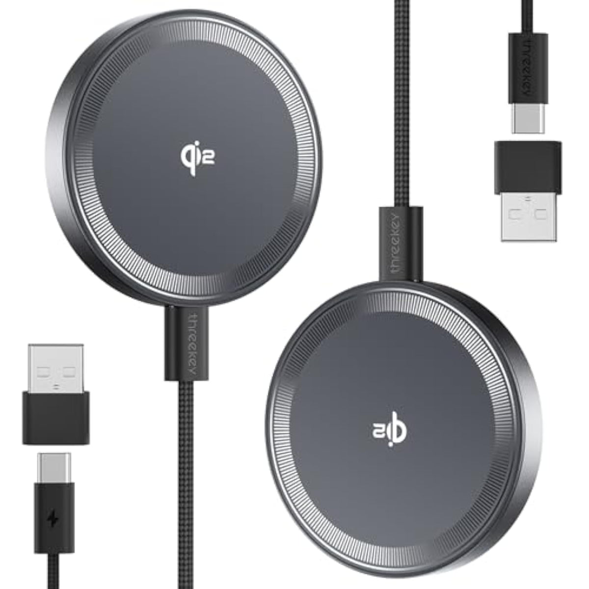 For Magsafe Charger, Qi2 Certified 15W Wireless Charger, Fast Charging Pad Compatible With Iphone 16/15/14/13/12 Series, Magnetic Charger With 5Ft Usb-C Cable (Black-2 Pack)