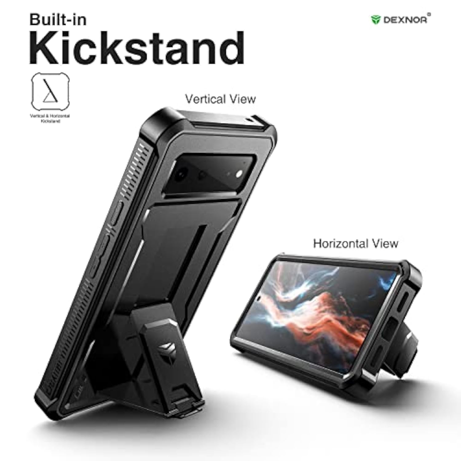 For Google Pixel 6 Case, [Built In Screen Protector And Kickstand] Heavy Duty Military Grade Protection Shockproof Protective Cover For Google Pixel 6 5G (Black)