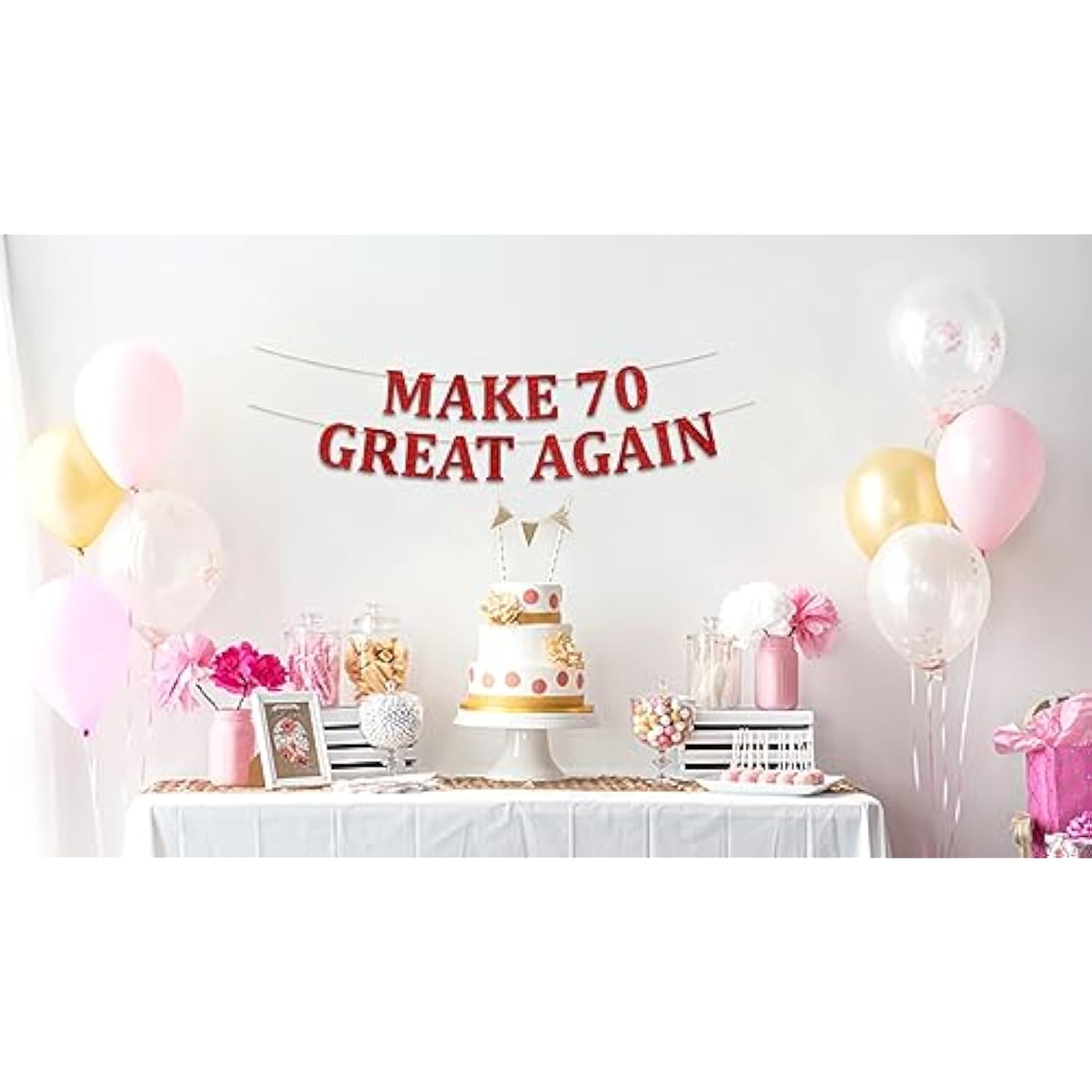 Funny 70Th Birthday Party Red Banner - Happy 70Th Wedding Anniversary Decorations - Milestone Birthday Party Decorations