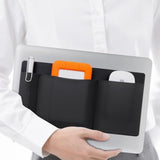 3-Pocket Mouse Holder For Laptop Stick On, External Hard Drive Ssd Holder For Laptop, Stick On Pouch Organizer Adhesive Pocket Storage Sleeve For Mouse/Hdd/Ssd/Cables, Computer Accessories,Black