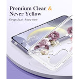 Compatible With Samsung Galaxy S24 Plus Case Floral, With Screen&Camera Lens Protector,Hard Pc&Tpu Bumper Clear Shockproof Protective For S24 Plus Phone Case Women 6.7"(Cherry Blossoms/Purple)