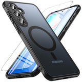 Magnetic Case for Samsung Galaxy A35 5G with Glass Protector, MagSafe, Black