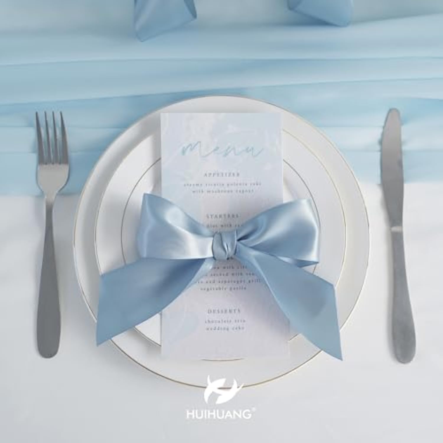 Dusty Blue Ribbon 1-1/2 Inch Double Face Satin Ribbon Silk Ribbon 50 Y