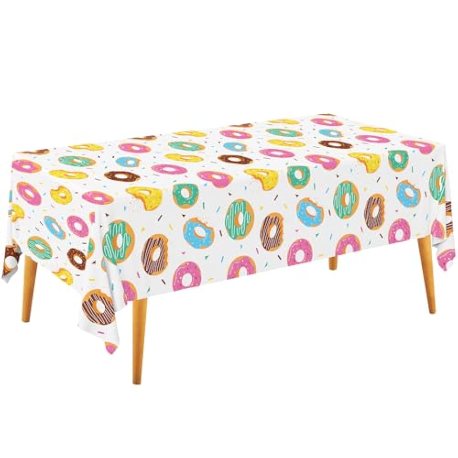 Donut Party Supplies: 2-Pack Donut Birthday Party Decorations,Disposable Plastic Tablecloth, Ideal Table Cover For Two Sweet Birthday, Baby Shower & Themed Parties, 54 X 108 Inch