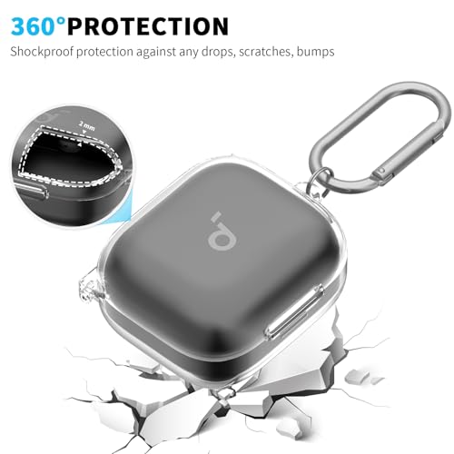 for Anker Soundcore P30i Case Cover, Clear TPU Protective Case Cover, Compatible with Anker Soundcore P30i Charging Case with Carabiner (Clear)