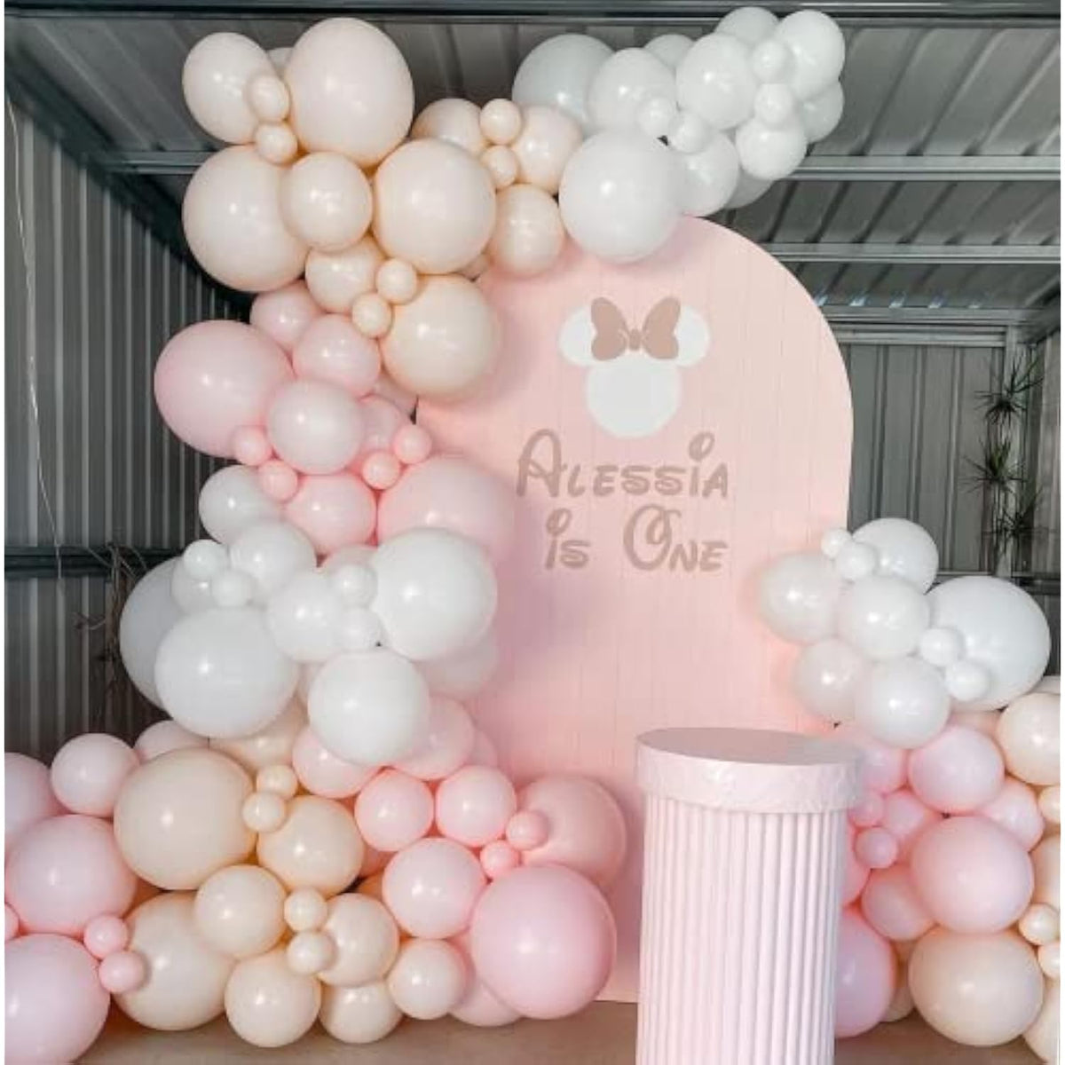 Pink Balloon Garland Arch Kit - Double Stuffed Light Pink And White Cream Peach Matte Latex Balloon Different Sizes 12 10 5 In Ballon For Party Baby Shower Decoration