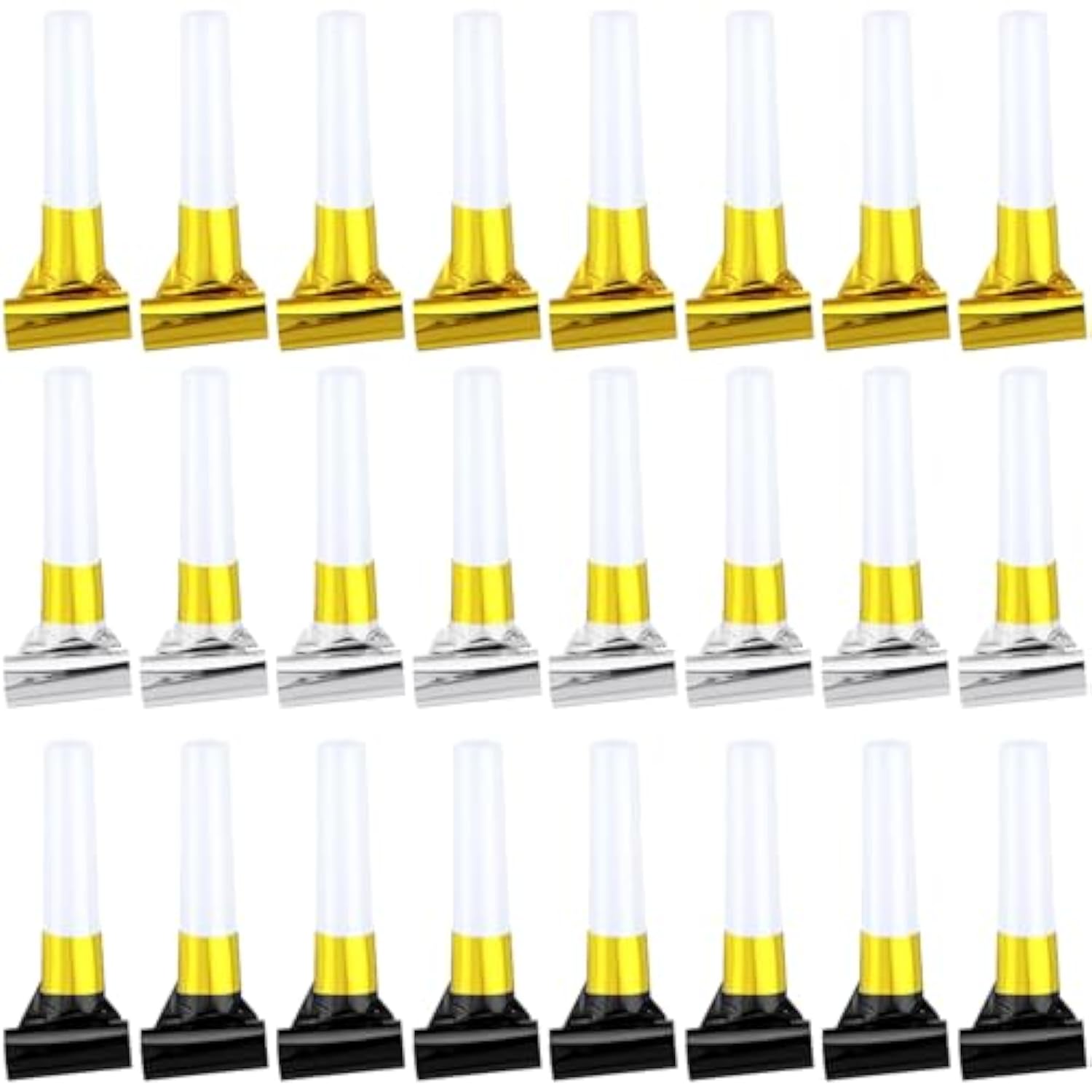 24pcs New Year 2026 Noisemakers Party Favors Gold Silver Black