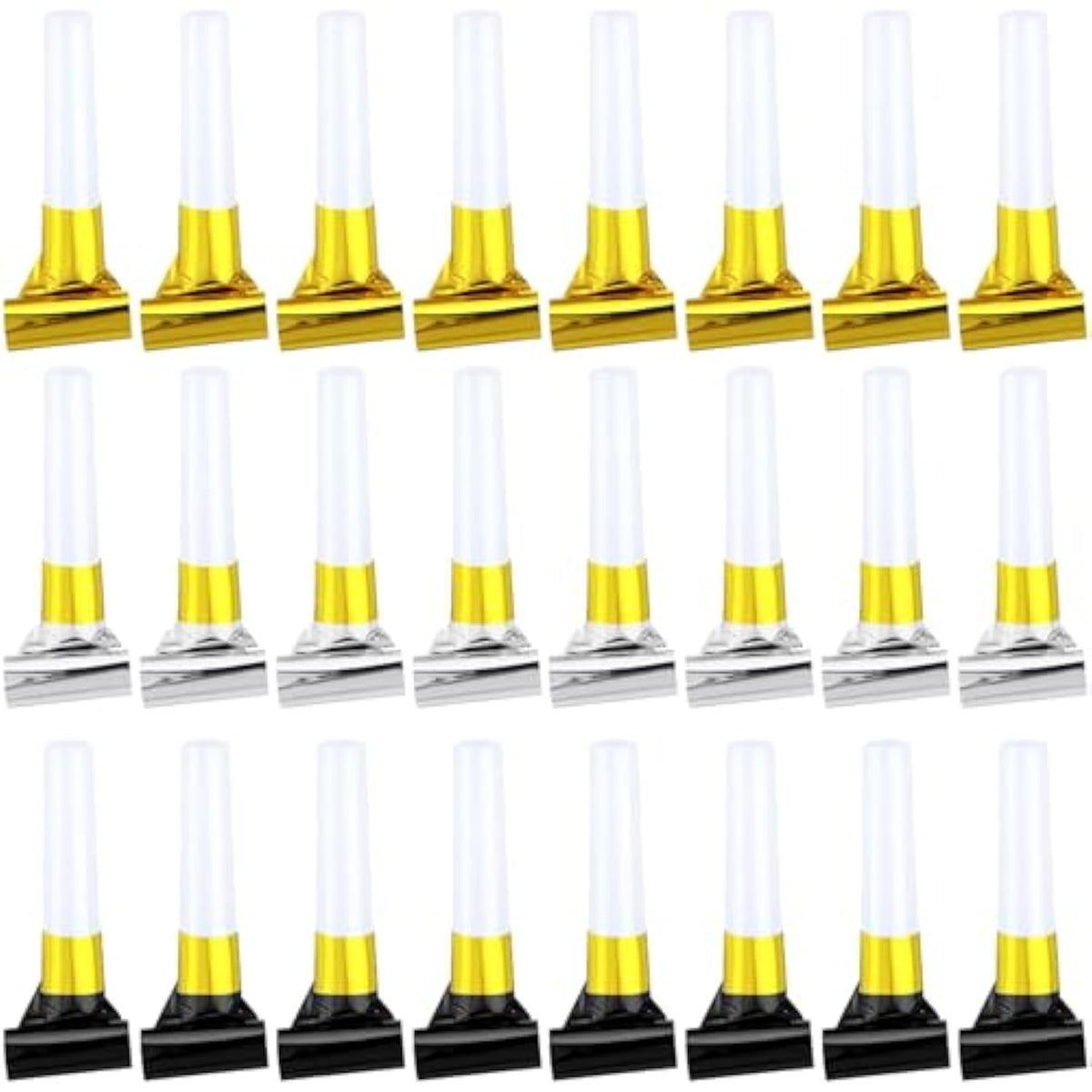 24pcs New Year 2026 Noisemakers Party Favors Gold Silver Black