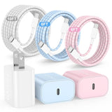 Fast Charging For Iphone 15 16 Pro Max Charger Colorful, 3Pack 20W Usb C Fast Chargers Block With 6/6/10Ft Long Usb C To C Braided Cable Compatible With Iphone 16/15 Pro/15 Plus/Ipad Pro 13/12.9
