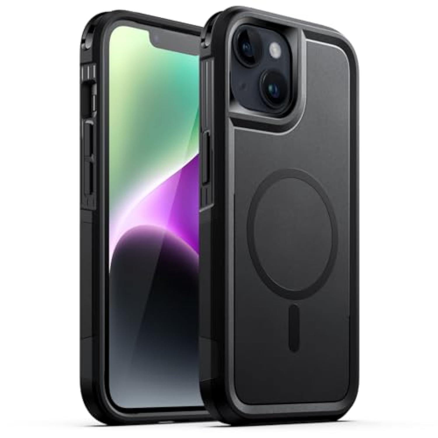 JETech Case for iPhone 14 Plus 6.7-Inch Compatible with MagSafe, Heavy Duty Dual-Layer Rugged Protection, Shockproof Protective Tough Phone Magnetic Cover (Black)