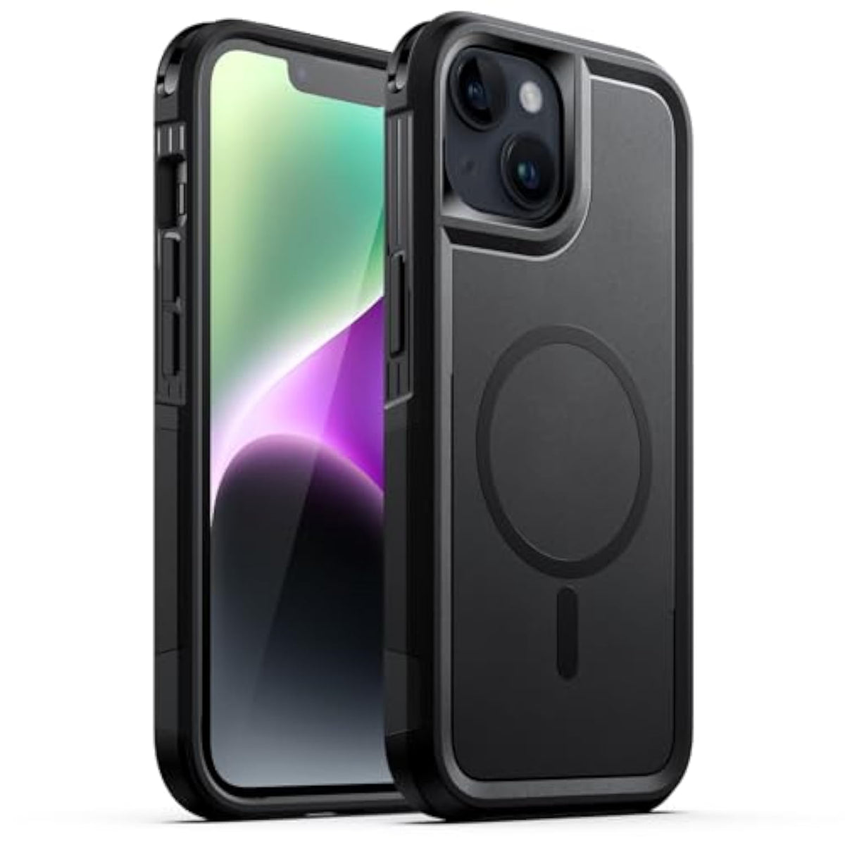JETech Case for iPhone 14 Plus 6.7-Inch Compatible with MagSafe, Heavy Duty Dual-Layer Rugged Protection, Shockproof Protective Tough Phone Magnetic Cover (Black)