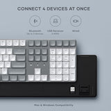 Sm3 Mechanical Keyboard For Mac And Windows, 108 Keys Full Size With White Led Backlit, Wired And Bluetooth For Mac And Windows - Light Gray/White