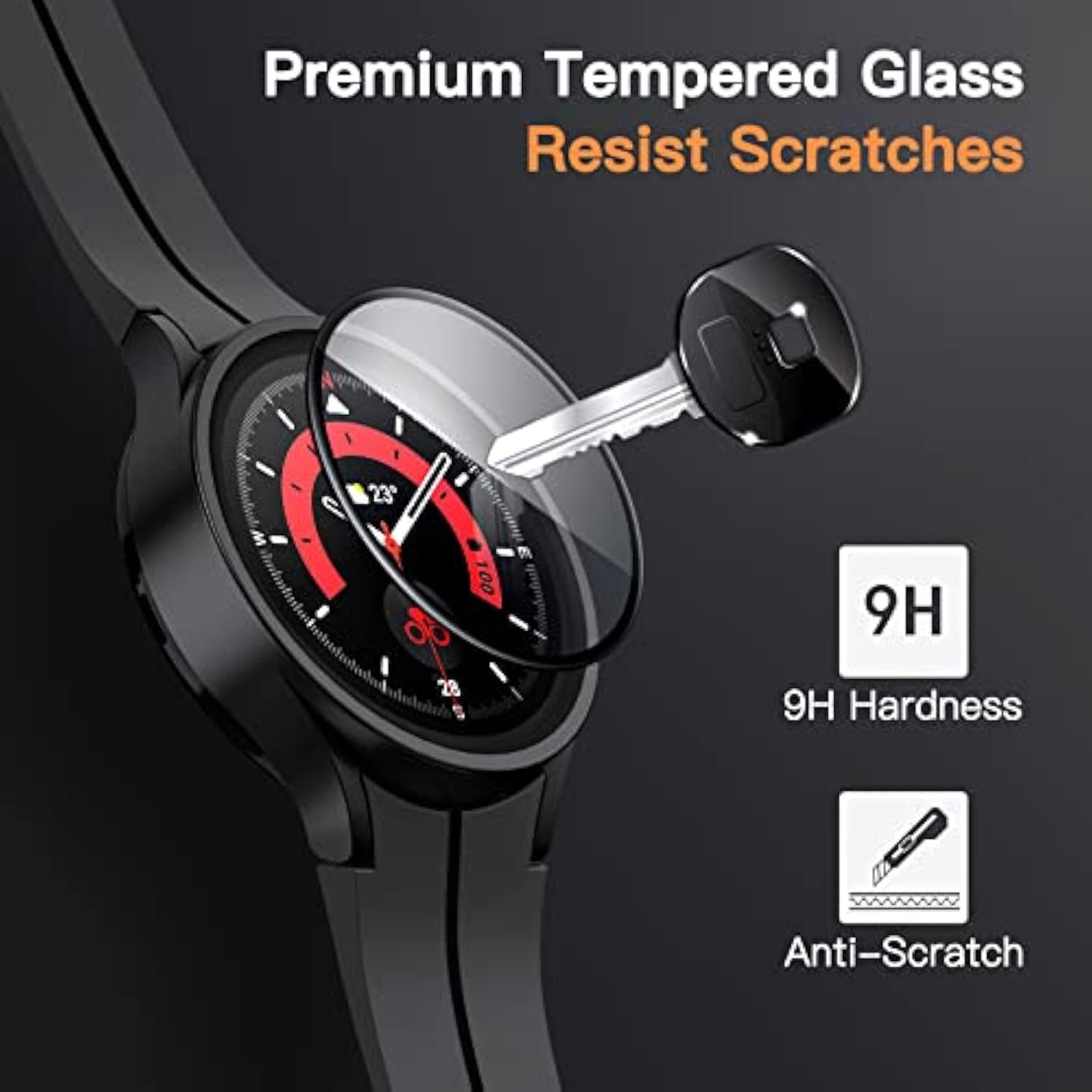 Jetech Screen Protector For Samsung Galaxy Watch 5 Pro 45Mm, Full Coverage Tempered Glass, Hd Clear, 3 Pack