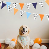 32Ft Orange Blue Dog Paw Party Decorations Puppy Paw Print Fabric Banner Triangle Pennant Flag Garland Streamers For Kids Boys Blue Dog Birthday Baby Shower Party Outdoor Garden Decor Supplies
