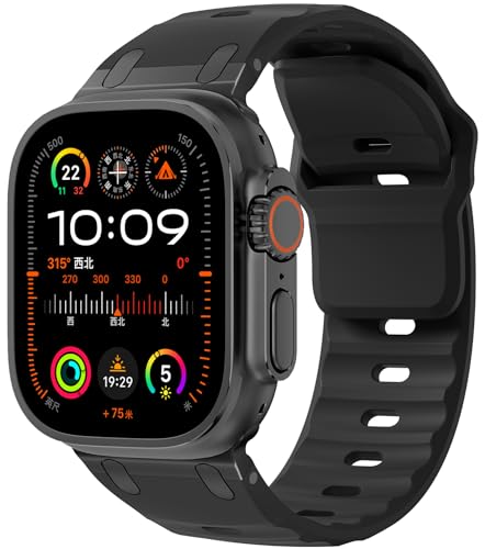 Sport Bands for  Watch Ultra 3 2 1 Band 49mm 46mm 45mm 44mm 42mm Women Men,Rugged Wide Silicone Waterproof Wristbands with Metal Adapter Strap