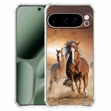 Case for Google Pixel 10 Pro XL with Horse Design,Brown Running Animals Pattern,Clear Slim Soft TPU Bumper Phone Cover,6.8(Horse,P10XL)