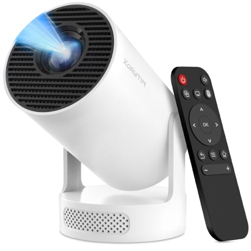 Built-In Appsmini Projector With Wifi And Bluetooth, Support 4K, Portable Projector, 5W Sound Base Speaker, 170 Ansi, Android, Auto Vertical Keystone 210° Rotatable Proyector