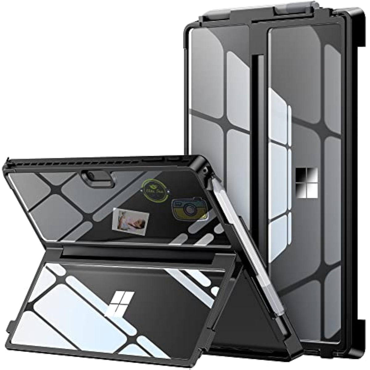 Surface Pro 7 Plus Case, Crystal Clear Multi-Angle Shockproof Case Compatible