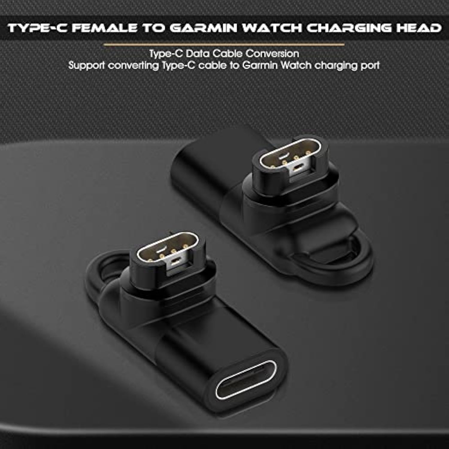 (2 Pack Type C Adapter For Garmin Watch Charger Connector, Usb C Charging Converter Accessories For Garmin Venu 3/2/1 Fenix 8/7/6/5 Instinct 2/ Vivoactive 4/Forerunner 965/955/255 Series