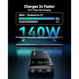 140W Power Bank, 27000Mah High Capacity Laptop Portable Charger, Usb C In&Out Tablet Powerbank, Smart Digital Display Phone Charger Compatible With Iphone 15, Samsung, Ipad, Macbook, Laptop Etc.