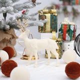 Velvet Reindeer Christmas Decorations, 2Pcs Beige Flocking Deer Figurine Statue Table Decorations, For Home Holiday Xmas Gift Party Decor.