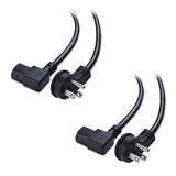 Cable Matters 2-Pack 16 AWG Low Profile Right Angle Power Cord, 90 Degree Power Cord, 6 Feet (NEMA 5-15P to Angled IEC C13)