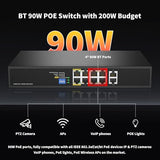 8 Port Full Gigabit Poe++ Switch, 4 Bt 90W & 4 At 30W Ports, 2 Gigabit Uplink, Total Budget 200W, 802.3Af/At/Bt Compliant, Compatible With Ptz Poe Ip Cameras, Voip Phones, Ap, Poe Light