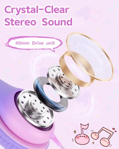 Over Ear Kids Headphones with HD Mic, Safe Volume Limited Wired Headphones for School, Travel, Stereo Sound Headphones with Cord, Foldable 3.5mm