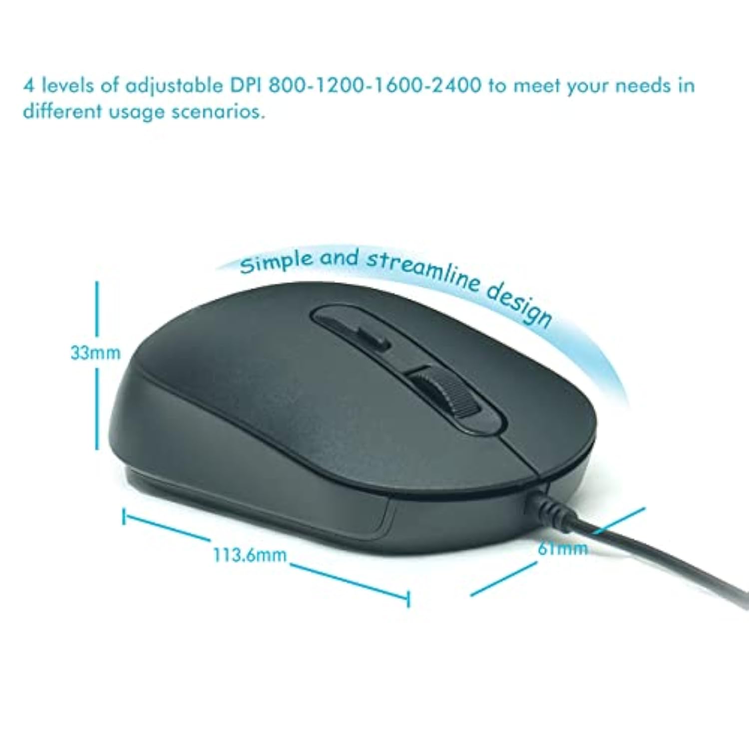 M104 Wired Computer Mouse 3 Pack, Silent Optical Usb Corded Mouse Mice Bulk Fo