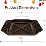 45In Extra Large Wood Christmas Tree Collar,Brown Wooden Hexagon Tree Base Cover For Artificial Tree,Vintage Rustic Farmhouse Tree Skirt For 8-12Ft Tree,Fit 44'' Tree Stand