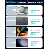 Usb C To Usb C, 240W Usb C Cable, 2-Pack 10Ft C To C Cable Fast Charging For Macbook Pro/Macbook Air, Ipad Pro/Ipad Air, Iphone 16 15 Pro Max Plus, Samsung Galaxy,Compatible 140W/100W/65W/45W/35W/20W