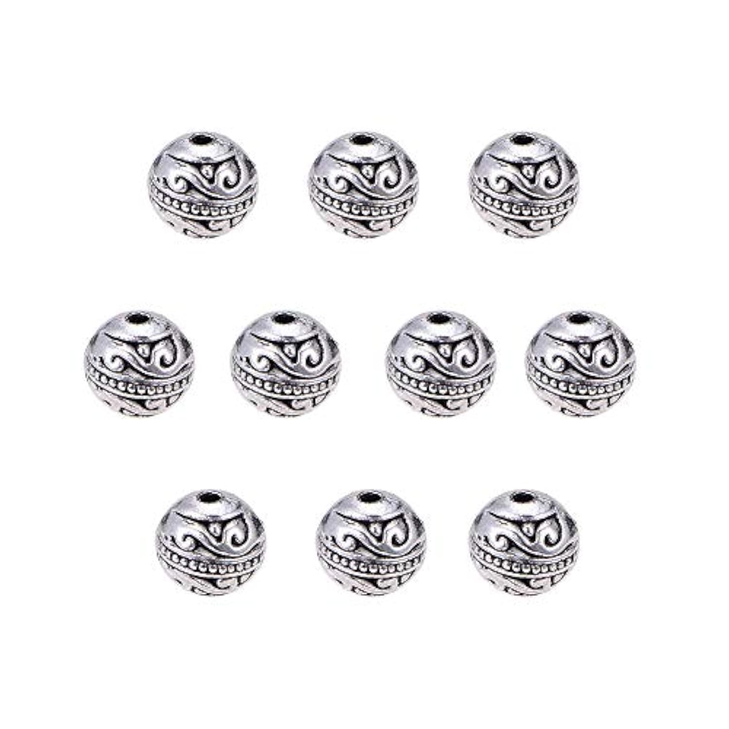 60PCS 8mm Antique Silver Spacer Beads for DIY Bracelets & Jewelry Making