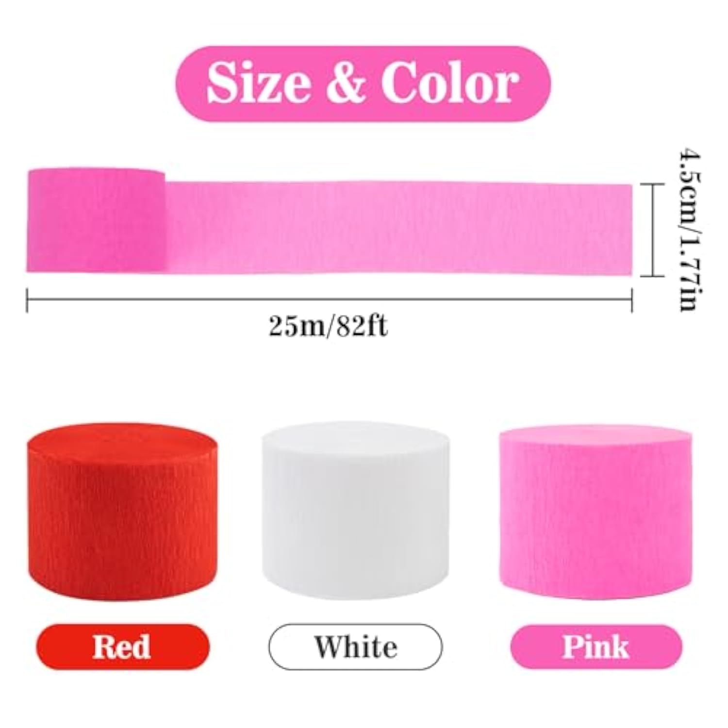 Valentines Streamers - 6 Rolls 492Ft Red And Pink White Streamers For Valentines Day Decorations Mother'S Day Bachelorette Engagement Party Wedding Birthday Girl'S Day Baby Shower Party Decor