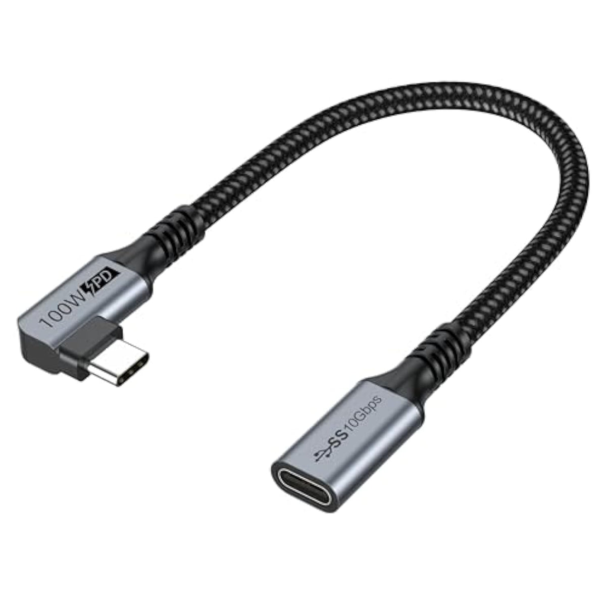 Small Usb C Extension Cable 1Ft, Short Usbc Extender Right Angle Cord, Usb 3.2 (10Gbps) Male To Female 100W Pd Charging 4K Video For Macbook Pro/Air,Usbc Hub,Microphone,Flash Drive,Docking,Phone,Pc