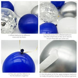 Blue And Silver Balloons Garland Arch Kit, 156 Pack Royal Blue And White Silver Confetti Balloons 18" 12" 10" 5" With Starburst Foil Balloons For Birthday 2024 Graduation Party Decorations