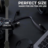 Incharge Xl 6-In-1 Multi Charging Cable, Portable Usb And Usb-C Cable With 100W Ultra-Fast Charging Power, 1 Ft/0.3M, Urban Black