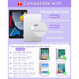 Case With Keyboard And Mouse For Ipad 6Th/5Th Generation Air 1 2 Pro 9.7Inch,7 Color Rainbow Backlight Detachable Usb-C Keyboard Magnetic Case With Pen Slot For Ipad 2018 2017 Purple+Mouse