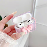Cute Airpods Pro 2/1 Gen Clear Case, Girly 3D Bow Design Soft Tpu Protective Shockproof Kawaii Apple Ipod Pro 2Nd/1St Generation Cover With Cleaner Pen & Keychain Girls Women 2023/2022/2019 - Pink