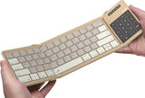 Bluetooth 5.0 Foldable Keyboard With Trackpad & Numpad, Full-Size Travel Portable Keyboard For Ipad Tablet Laptop Pc Smartphone Windows Ios Android, Triple Device Pairing, Khaki