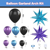 105pcs Black Purple Blue Balloon Arch Kit with Metallic Balloons for Party Decor