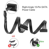 Motherboard Atx Mini 4-Pin To 2X Right-Angle 15 Pin Sata Power Splitter Cable