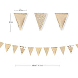 30 Ft Champagne Gold Double Sided Glitter Metallic Triangle Flag Bunti