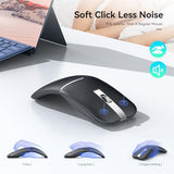 Bluetooth Wireless Arc Travel Mouse, Dual Model (2.4G+Bt5.1) Rotating Foldable Mouse For Microsoft, Rechargeable Slim Portable Mice For Laptop, Notebook, Pc, Macbook, Chromebook, Lenovo - Black