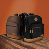 Yellowstone Sturdy Backpack For Travel Classic Logo Water Resistant Casual Daypack For Travel With Padded Laptop Notebook Sleeve (Black Corduroy)
