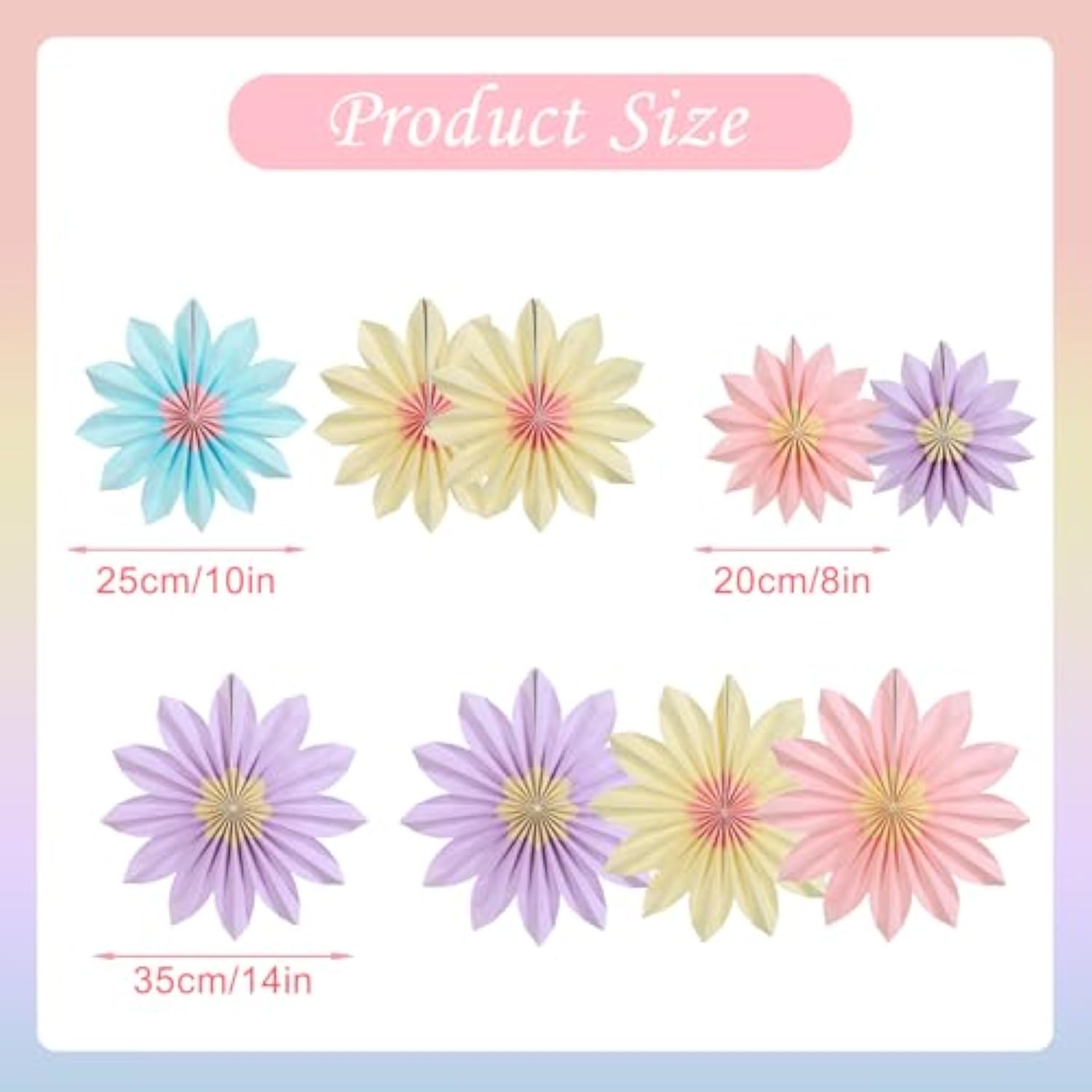 Sunflower Party Decorations Pastel Paper Fans Party Decor Summer Beige Spring Decoration, Blue Pink Hanging Purple Flower Garland Sunflower Wall Decorations For Tea,Garden,Fairy Party.