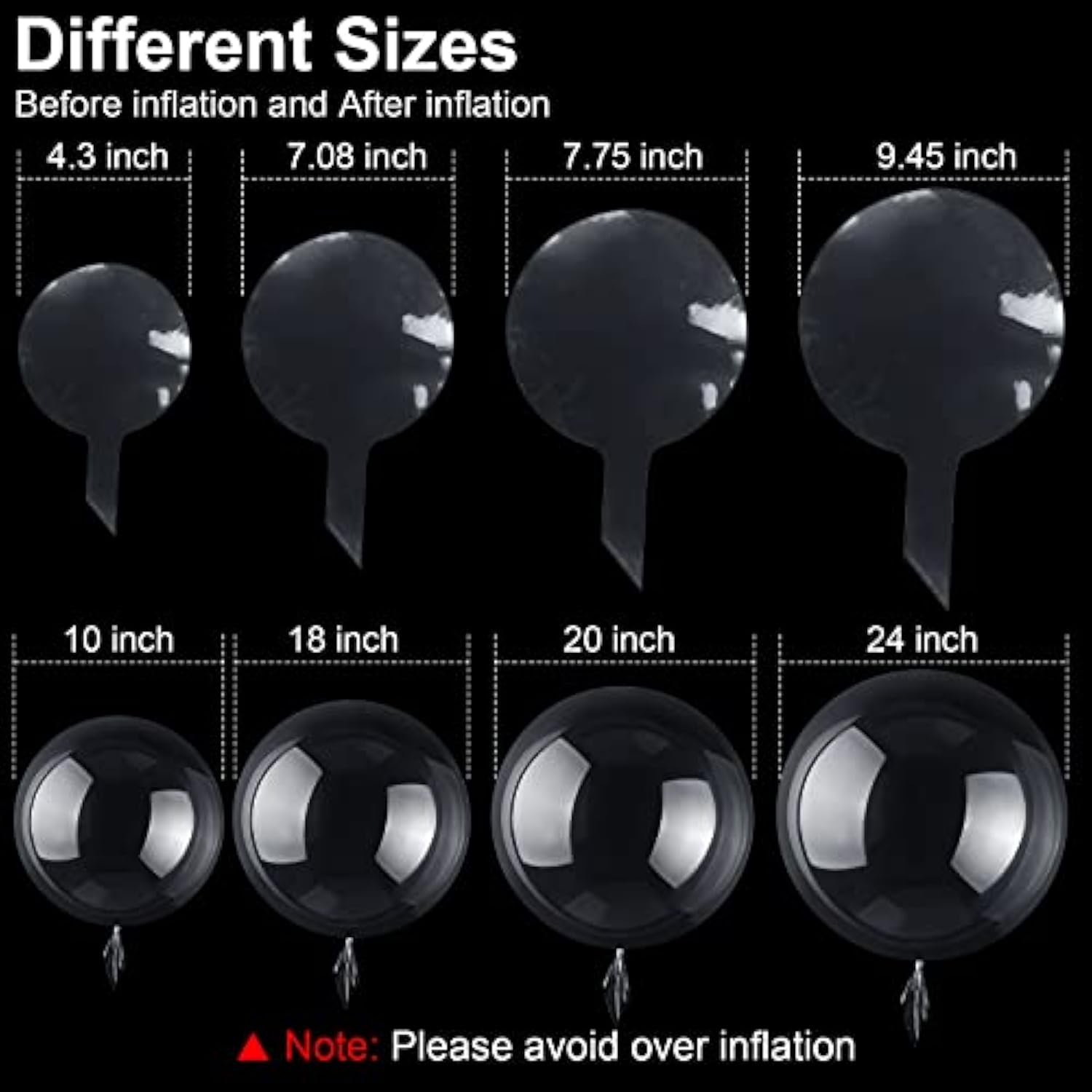 40 Pcs Bobo Balloons Clear Balloons For Stuffing Bubble Transparente Burbuja For Valentines Christmas Wedding Birthday Party Decoration(10 Inch, 18 Inch, 20 Inch, 24 Inch)