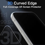 Infinity AR Screen Protector for iPhone 17 Pro Max, AR Anti-Reflective Coating, 9H+ 3D Full Coverage Tempered Glass, Military-Grade Shatterproof,