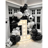 Soccer Balloon Garland Arch Kit - Black And White Football Print Balloons Arch Kit With Foil Football Starburst Balloon For Sports Fan, Birthday Party, Baby Shower, Soccer Theme Party Decorations
