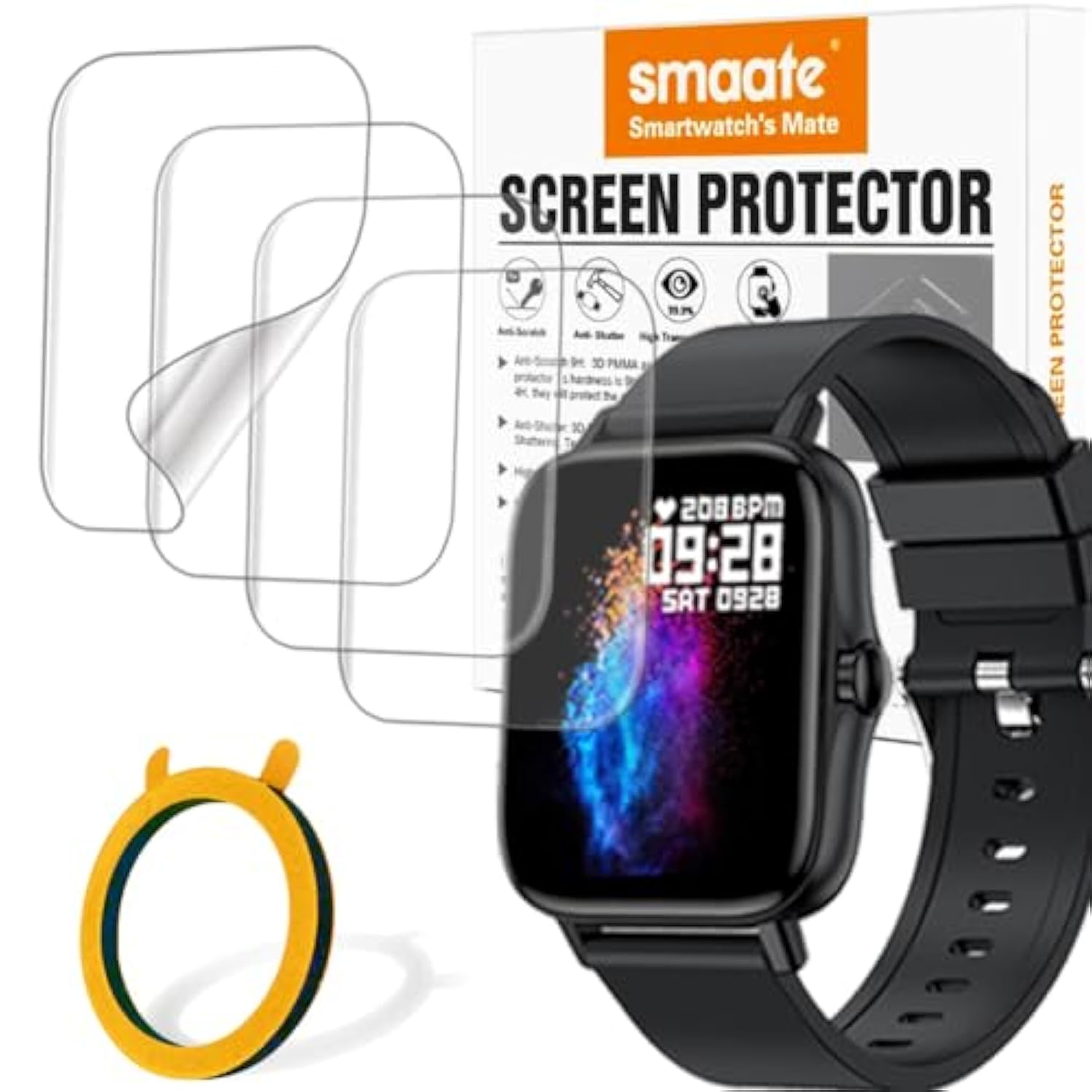 Soft Screen Protector Compatible With 1.69” Or 1.7” Smartwatch Iaret I18, Tensky 208Bt, Andfz T42, Geelyda Y20 Pro, Smaiit Y22, Wzwneer Y20Gt, And Boquaw P90, 4 Pcs Tpu